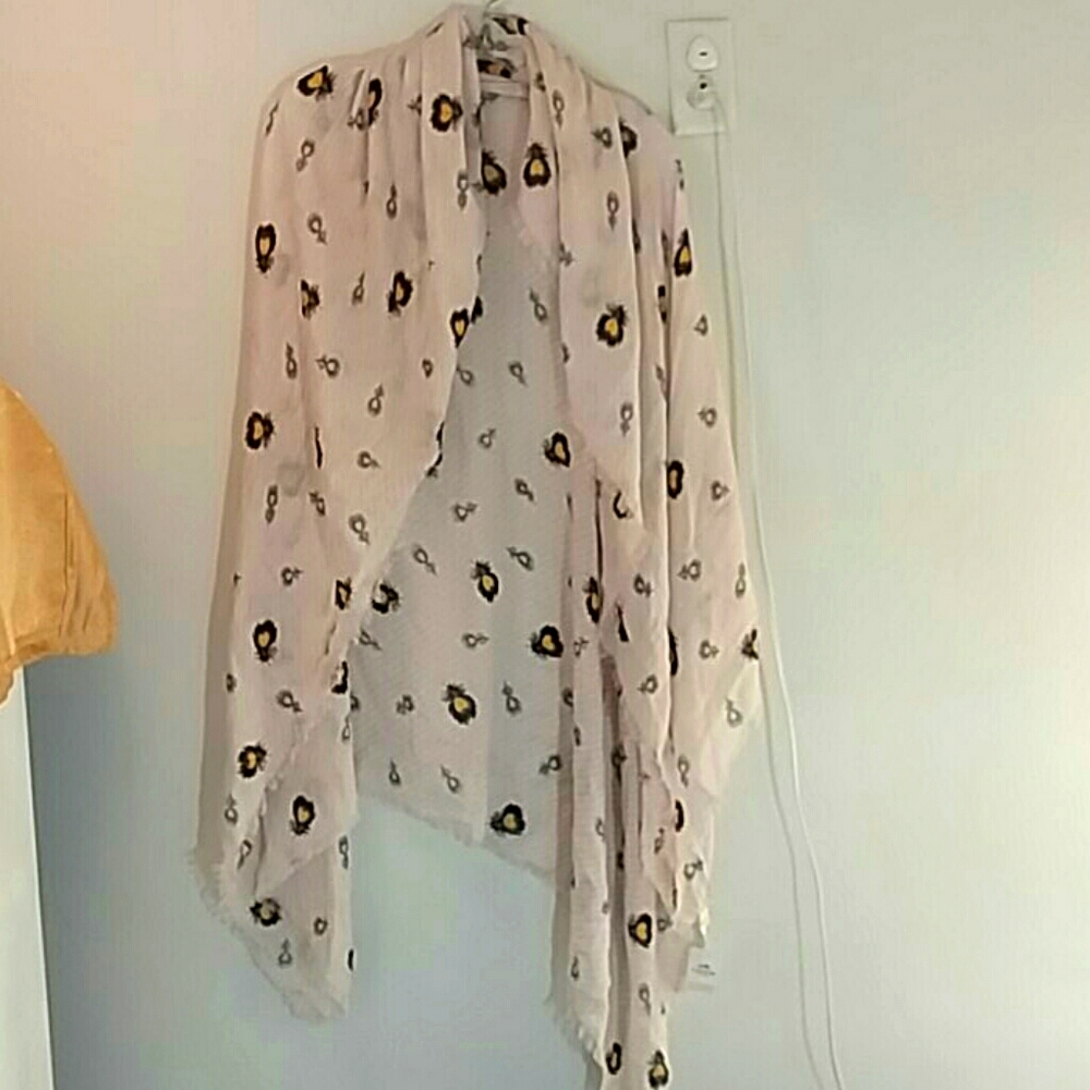 Coach wrap scarf stole feathers cashmere blend nwt